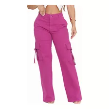 Calça Wide Leg Fuchsia Cargo Rosa