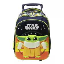 Mochila Baby Yoda 3d - Carro - 40cm - Giro Didáctico. Color Azul