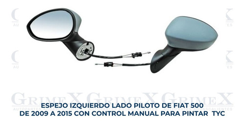 Espejo Fiat 500 2009-10-11-12-13-14-2015 C/cont Manual Ore Foto 2