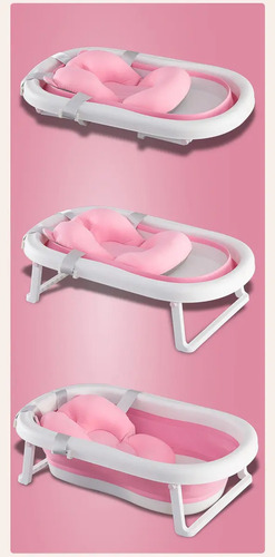 Almofada De Banho Para Bebê Banheira Segura Rápido Cor Rosa Liso