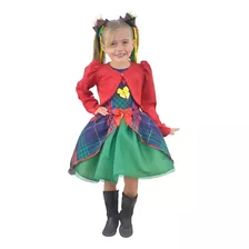 Vestido Infantil Festa Junina Xadrez Tule Verde + Bolero