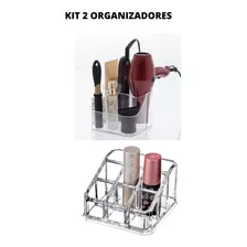 Kit Organizador Acrílico Para Secador Escova+ Porta Batom 9 