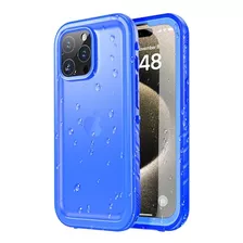 Funda Impermeable Para iPhone 15 Pro Max Azul / Patchwork