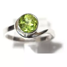 Anillo Solitario De Peridoto Plata Ley 925 Anper05