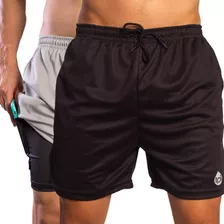 Conjunto 2 Short Masculino 2 Em 1 Bolso Oculto Para Celular