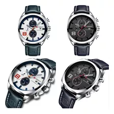 Reloj De Moda Casual De Cuero Para Hombre, 2 Piezas