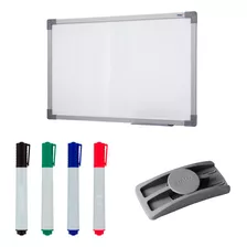 Quadro Branco 90x60 Moldura Aluminio Com Apagador E 4 Caneta