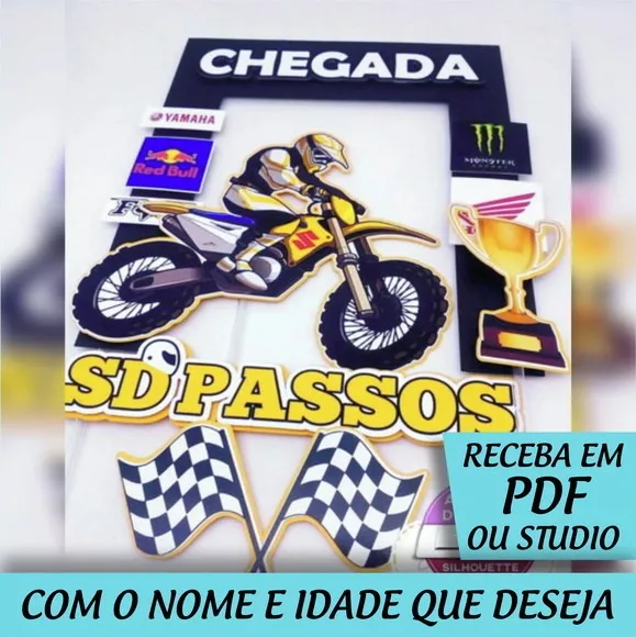 #596# Topo De Bolo Motocross - Arquivo Personalizado