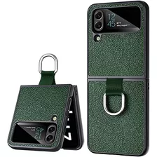 Funda Para Samsung Z Flip 4 C/anillo Verde Oscuro