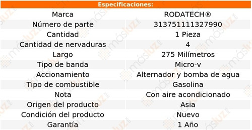 (1) Banda Accesorios Micro-v Pulsar Nx 1.6l 4 Cil C/aa 87/89 Foto 2