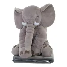 Almofada Travesseiro Elefante Bebê Pelúcia Cinza 80cm 