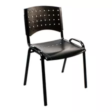 Silla Apilable Plástica Fija De Oficina Sala De Espera Iglesias Consultorios Acero Y Plastico Reforzado Color Negro