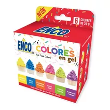 Kit Gel Comestibles 6 Colores Neón 20 Grs C/u Enco Colorante