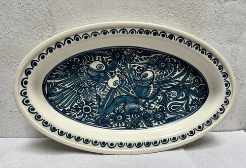 Vintage Bandeja Cerámica Felix Tissot Taxco Azul Claro — imagen 1