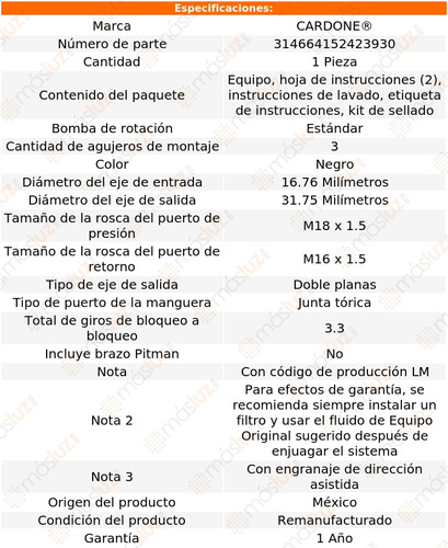 (1) Caja Direccin Hidrulica Gmc Yukon Xl 2500 00 Reman Foto 4