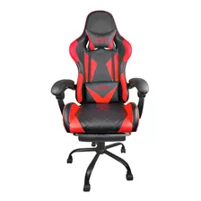 Silla Gamer Empoli Odín Ergonómica Apoyapiés Roja Color Rojo Material Del Tapizado Cuero Sintético