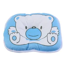 Travesseiro Almofada Anatômico Para Bebê - Urso Azul E Branc