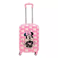 Maleta De Viaje Infantil Rodante Disney Minnie Mouse Clásica Color Rosa Pálido