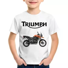 Camiseta Infantil Moto Triumph Tiger 800 Xca Laranja