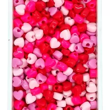 Miçanga Entremeio Coração Tons De Rosa - 8mm - 48gr 