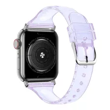 Correa Para Applewatch Silicona Glitter 42 /44 /45mm Transp 