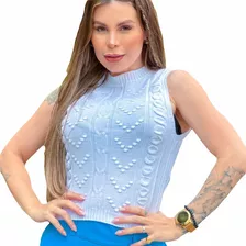 Blusa Estrela Mineira Tricot Croped Barcelona Modal Feminina