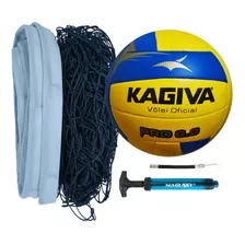 Rede Vôlei C/ Cabo Esticador Seda + Bola Kagiva 6.0 + Bomba