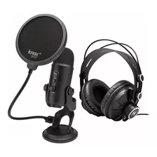 Microfono Blue Yeti Usb Blackout Bundle With Knox Gear Headp