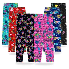 Kit 6 Legging Infantil Estampada E Lisa