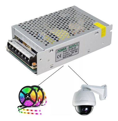 Fuente Conmutada 12v 10a 120w Eliminador Transformador Driver - Profesional, De Alta Calidad Y De Uso Amplio