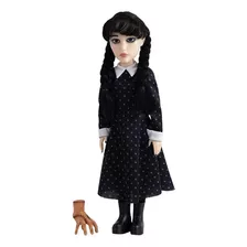 Boneca Wandinha Addams + Mãozinha Wednesday Articulada 45cm