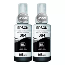 Kit 2 Refis Tinta Preta T664 Original Epson L365 L395 L555