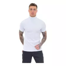 .   Cacharrel Manga Curta Camiseta Canelada Blusa Gola Alta