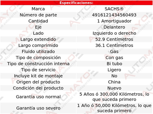 1 - Amortiguador Gas Del Izq/der Sachs Xc70 Volvo 03-07 Foto 2