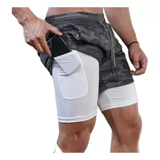 Gimnasio Short Con Licra Deportiva 2 En 1 Hombre Correr