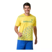 Camiseta Elite Brasil Tematica Letter Plus Size - Amarelo E 