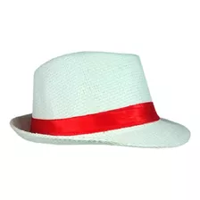 Chapéu Malandro Carioca Panamá Branco Com Fita Vermelha