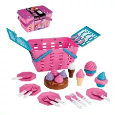 Cesta Kit Cake Pic Nic Meg Brinquedo Magic Toys + Brinde