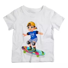 Camiseta Infantil Menino Skate Colorido Bone