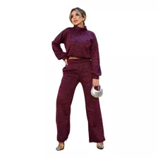 Blusa E Calça Conjunto Estilo Moletom Malha Tricot Lanzão