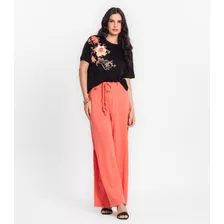 Calça Feminina Pantalona Em Linho Strong Endless Rosa