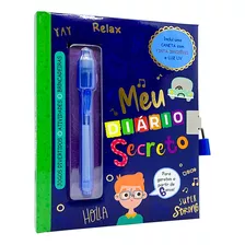 Meu Diário Secreto De Meninos Com Cadeado + Caneta Com Tinta Invisível E Luz Uv - Livro Físico