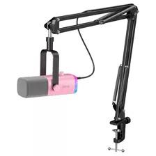 Microfono Dinamico Para Pc Xlr/usb + Accesorios Fifine Rosa