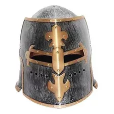 Capacete Medieval Gladiador Guerreiros Romano Festa Fantasia Cor Dourado E Cinza