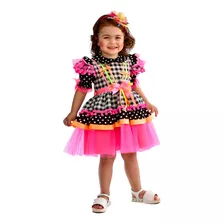 Vestido Festa Junina Infantil Com Tule Flúor - Caipira - 659
