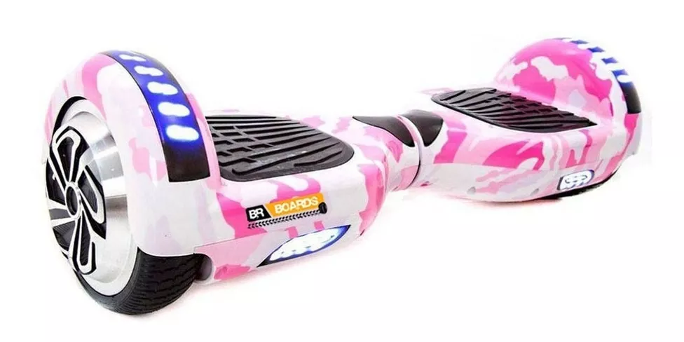 Hoverboard Skate Elétrico 6.5 Rosa Camuflado Led Bluetooth