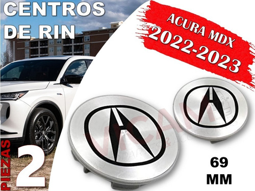 Par De Centros De Rin Acura Mdx 2022-2023 69 Mm (gris) Foto 2