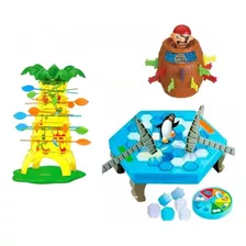 Kit 3 Jogos Infantil Pirata + Pinguim + Macacos P/ Família