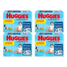 Kit Com 4 Fraldas Huggies Tripla Proteção G Com 78 Unidades