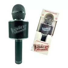 Microfone The Voice Brasil Bateria Recarregavel Muda Voz Eco Cor Preto